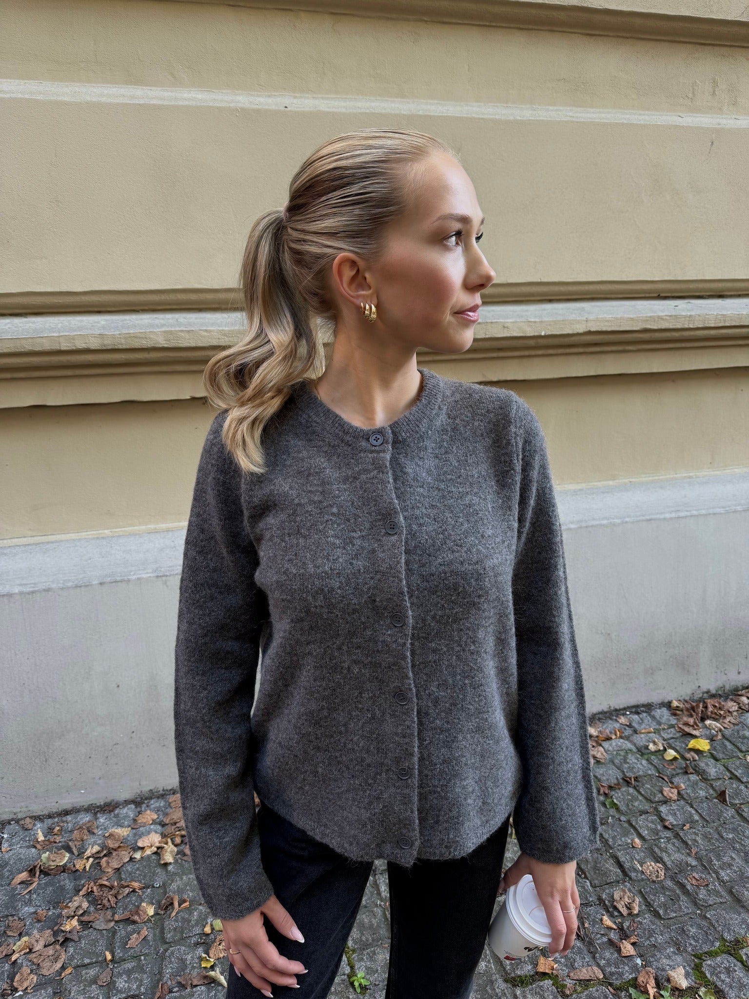 SLFLULU Knit Cardigan - Medium Grey Melange